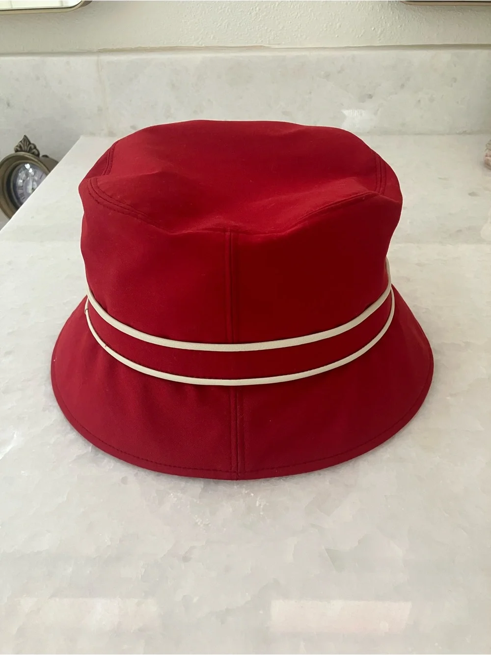 Coach Red Women's Bucket Hat with White Trim-vintage